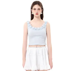 Blue Flower Ribbon Logo Tank Top