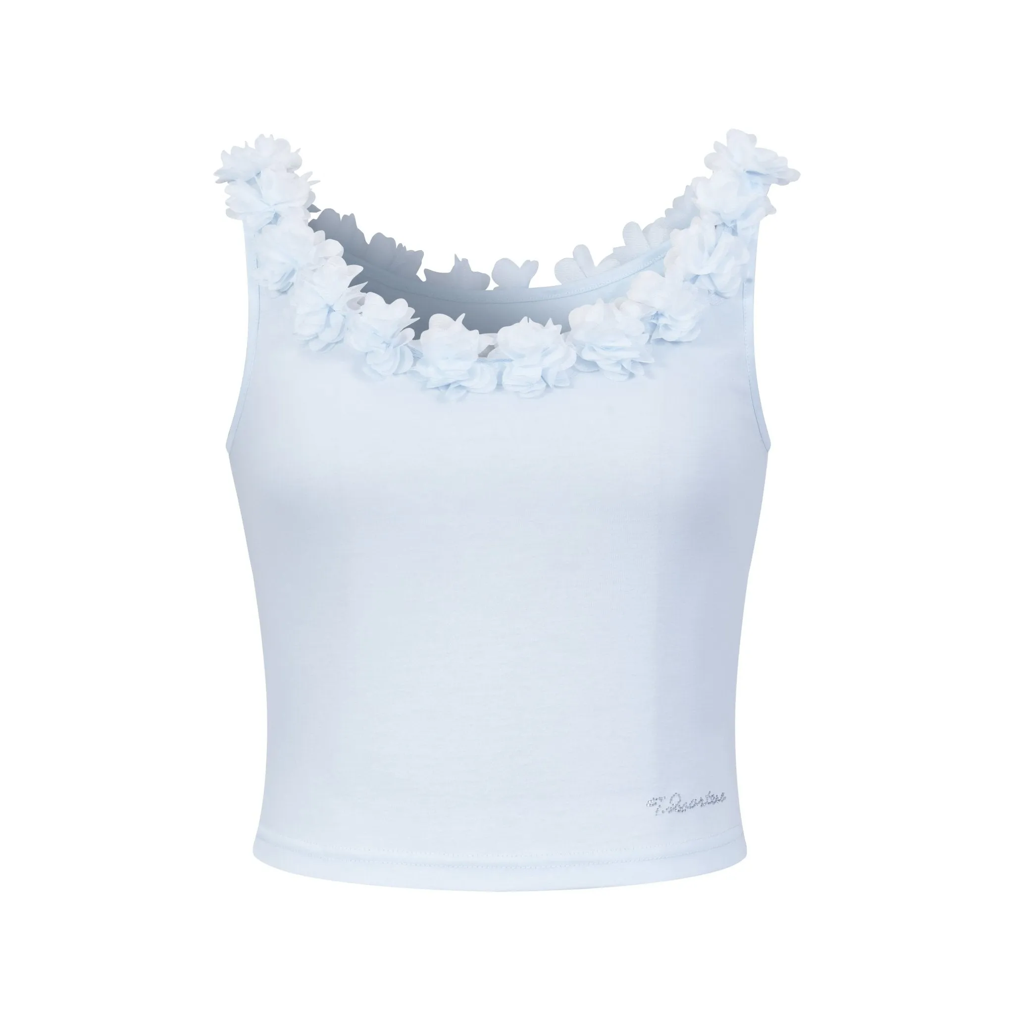 Blue Flower Ribbon Logo Tank Top