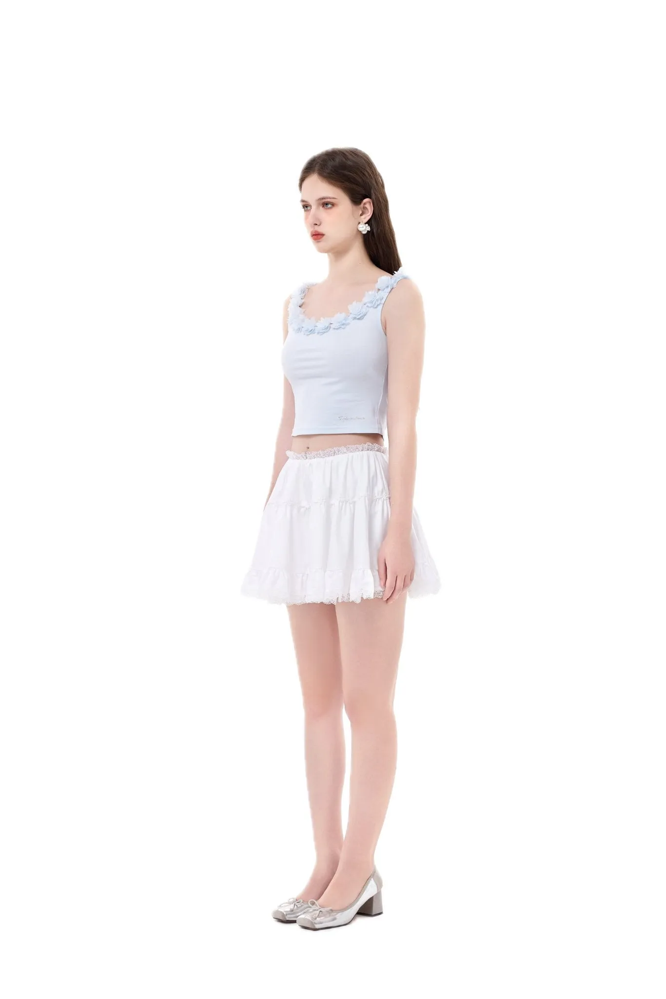Blue Flower Ribbon Logo Tank Top