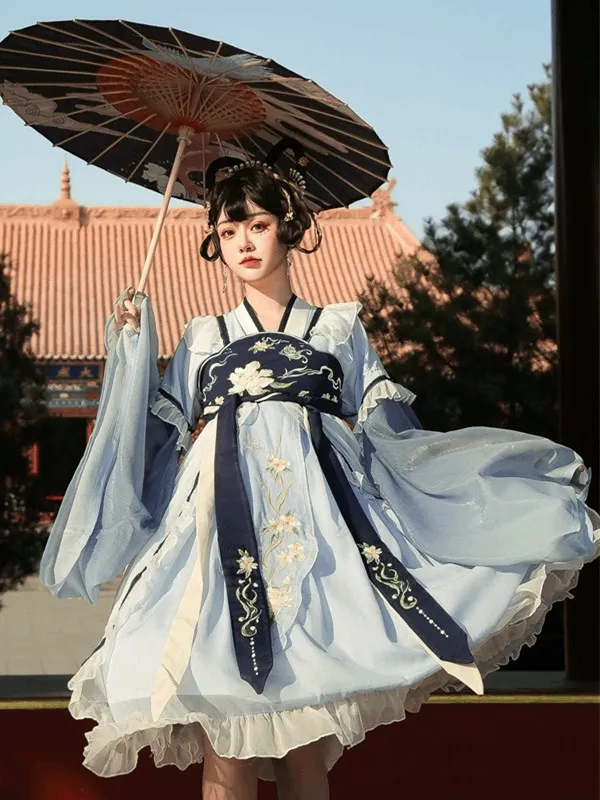 Blue&Purple&Yellow&Red Modern Hanfu/Lolita