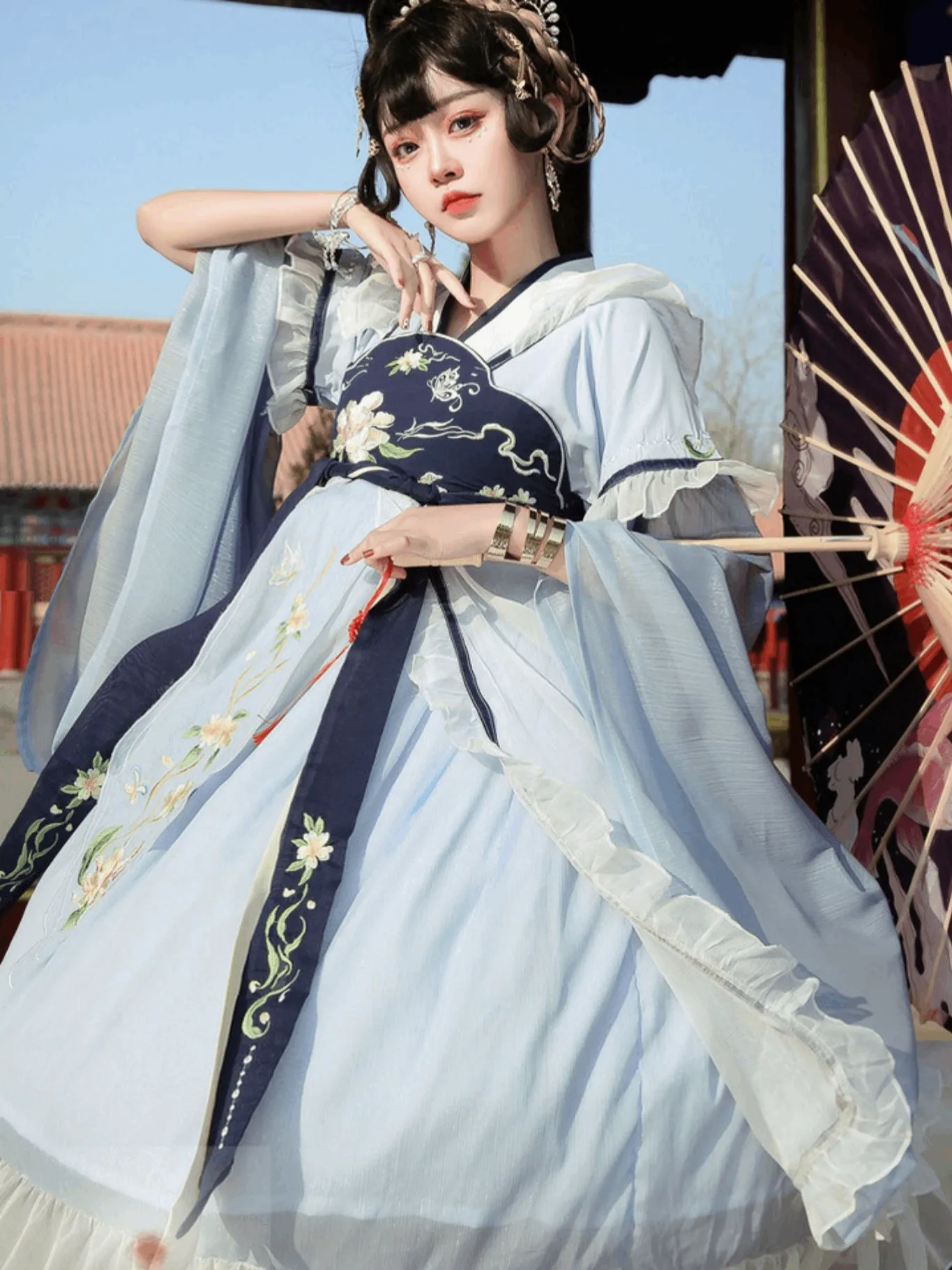 Blue&Purple&Yellow&Red Modern Hanfu/Lolita