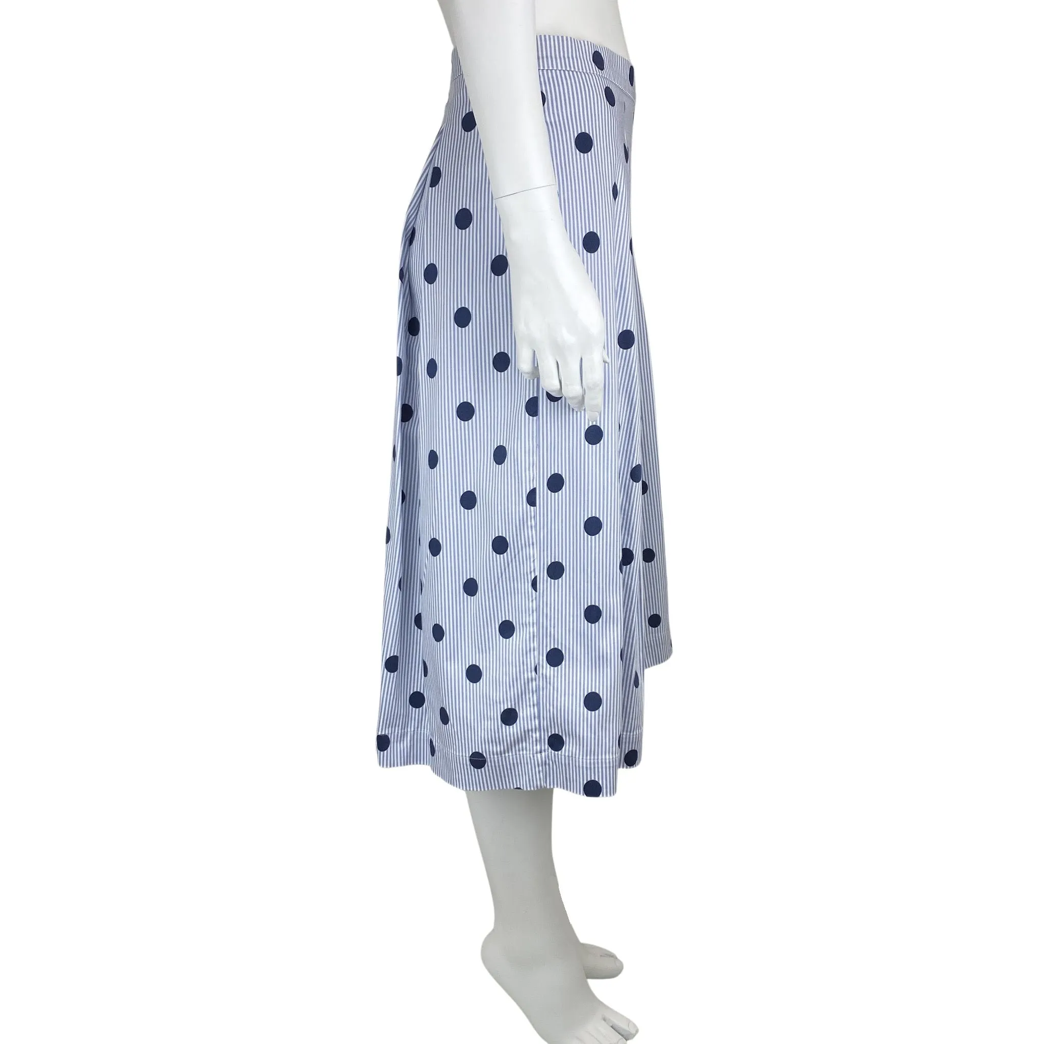 Boden, Women's Pinstripe Polka Dot Skirt, Blue/White, Size 8R