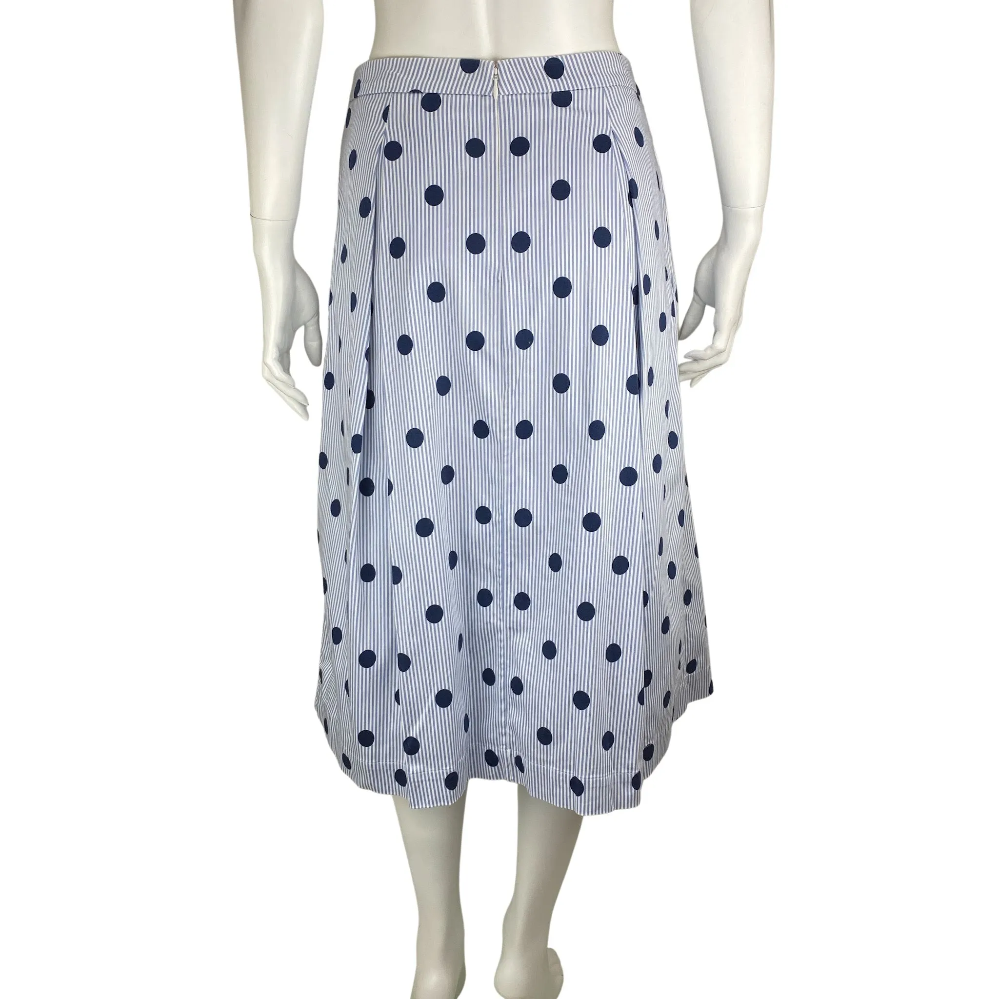 Boden, Women's Pinstripe Polka Dot Skirt, Blue/White, Size 8R