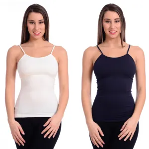 BODY BEAUTIFUL SHAPEWEAR - Original Seamless Camisoles 2 Pack Navy and Ivory