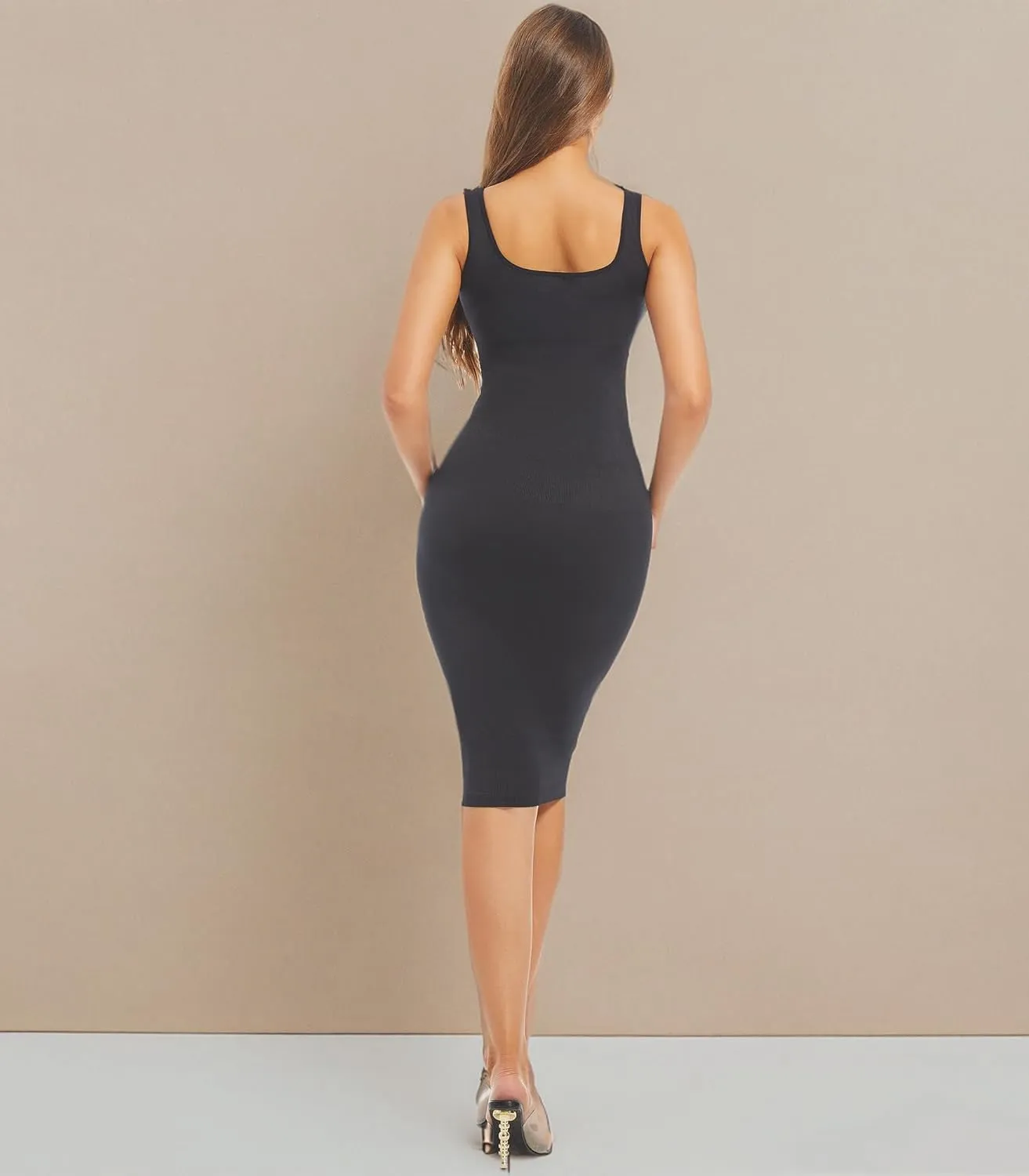Bodycon Dress for Women Sexy Spandex Dress Sleeveless Tank Dress for Women Midi Tight Black Dress Tight Dress Women