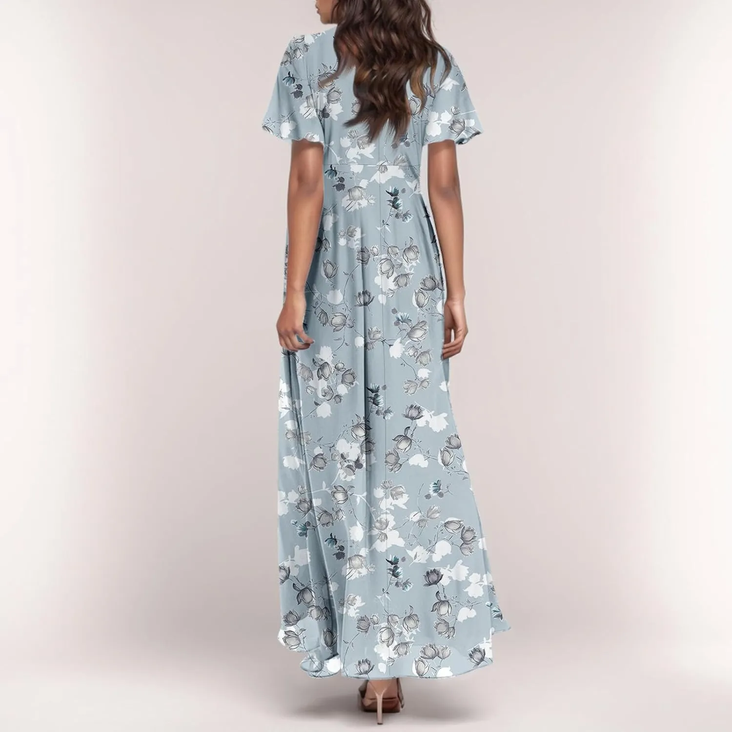 Boho Dresses for Women 2025 Maxi Dress Formal Summer Smocked Floral Dress Plus Size Ruffle Sleeve Chiffon Dresses