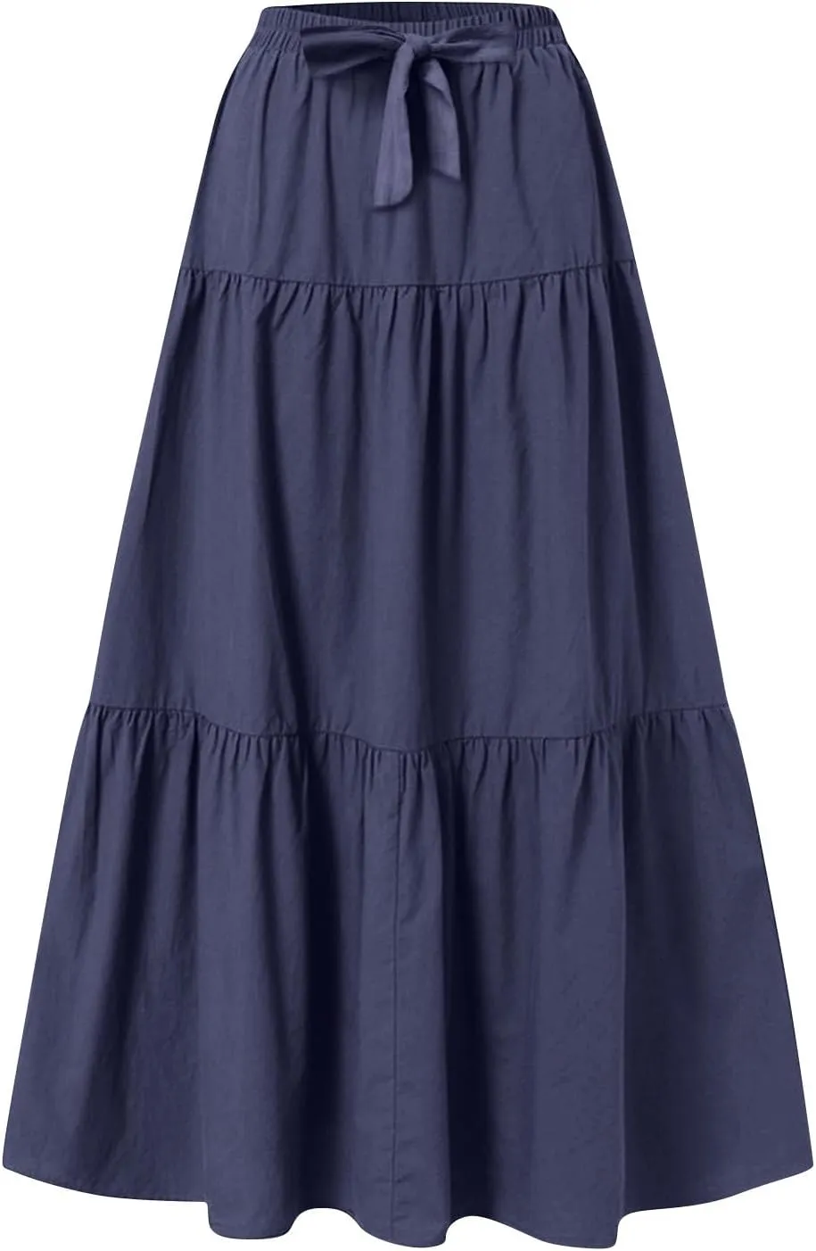 Boho Skirts Women Maxi Flowy Summer Skirts Tie Front High Waisted Tiered Long Skirts for Beach Vacation Cruise Wear