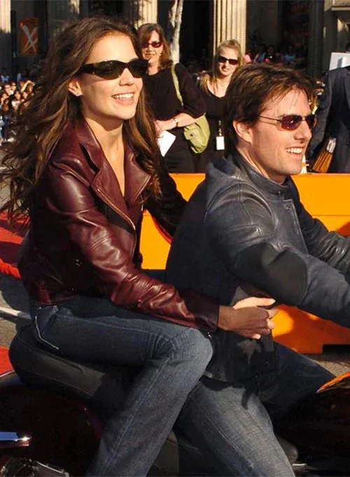 Brown Leather Jacket Worn By Katie Holmes | Katie Holmes Brown Leather Jacket