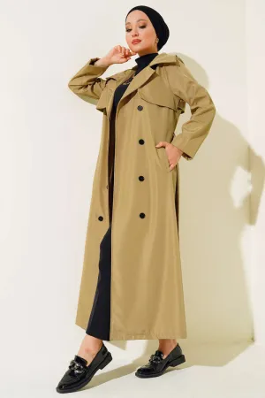Buttoned Trench Coat - Camel