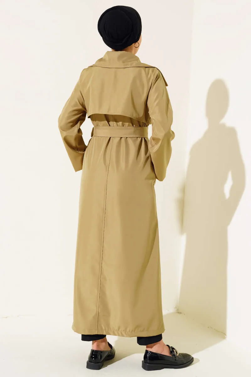 Buttoned Trench Coat - Camel