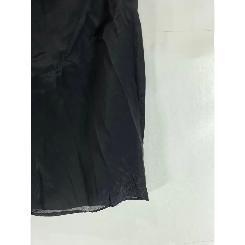 CABI Women's Black Solid Pleat V-Neck Silk-Blend Sleeveless Lightweight Top SZ S