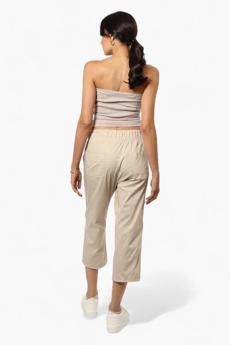 Canada Weather Gear Drawstring Cargo Capris - Cream