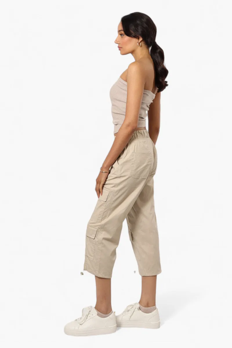 Canada Weather Gear Drawstring Cargo Capris - Cream