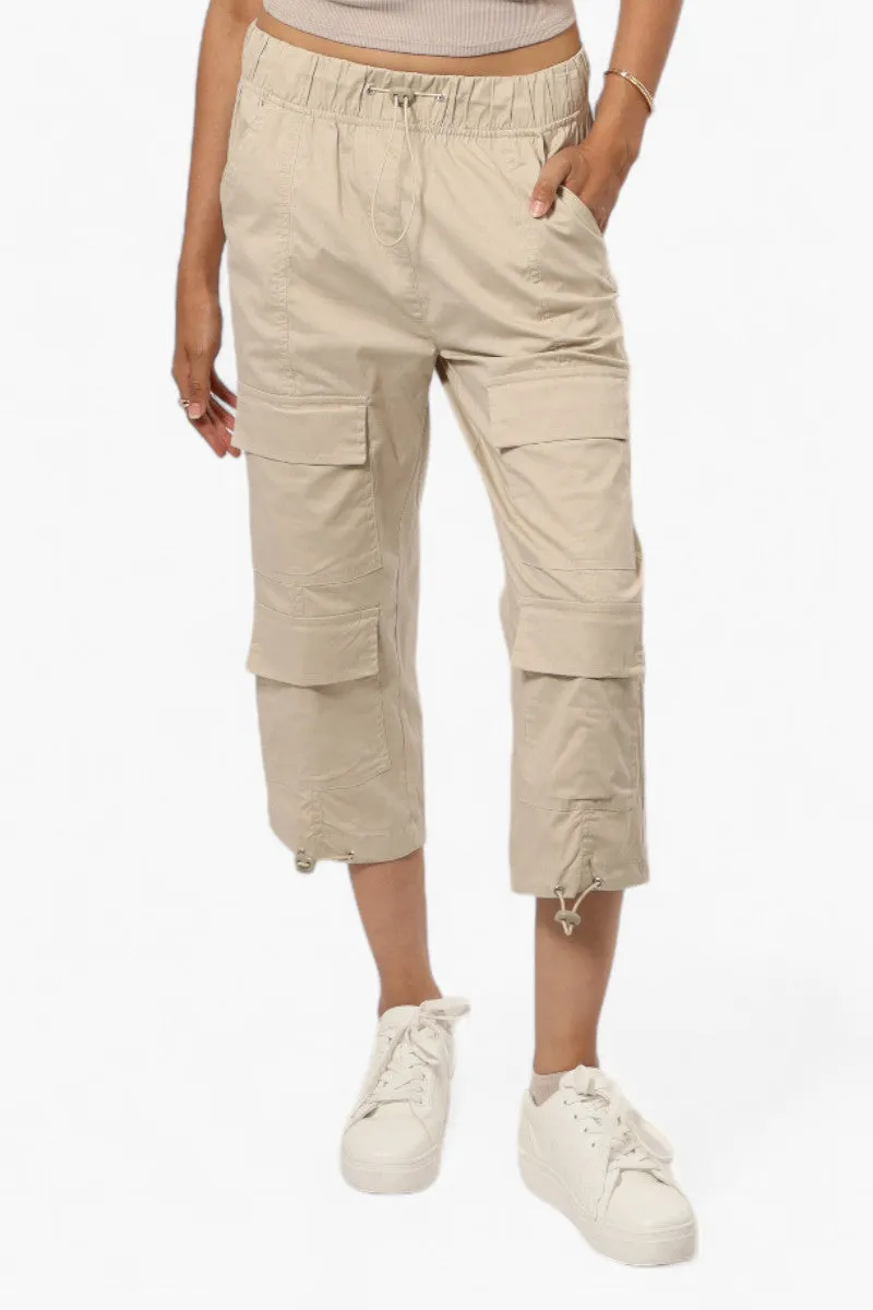 Canada Weather Gear Drawstring Cargo Capris - Cream