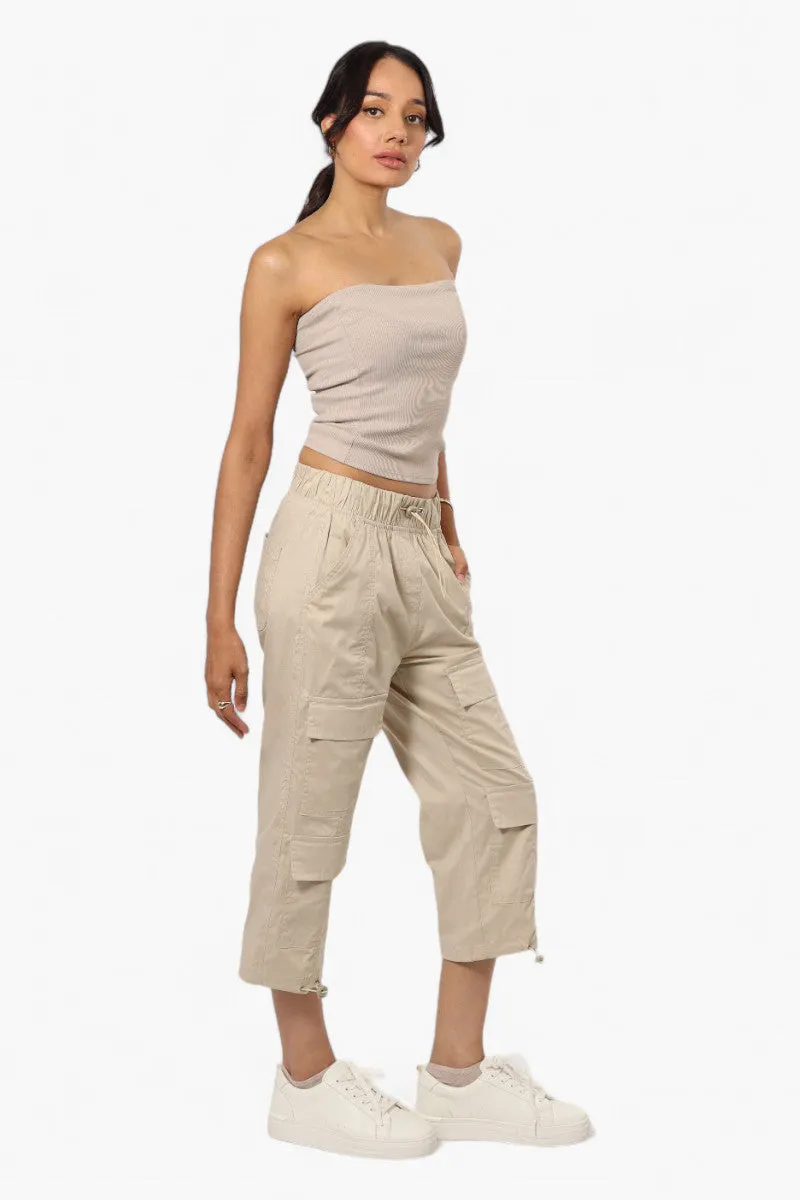 Canada Weather Gear Drawstring Cargo Capris - Cream
