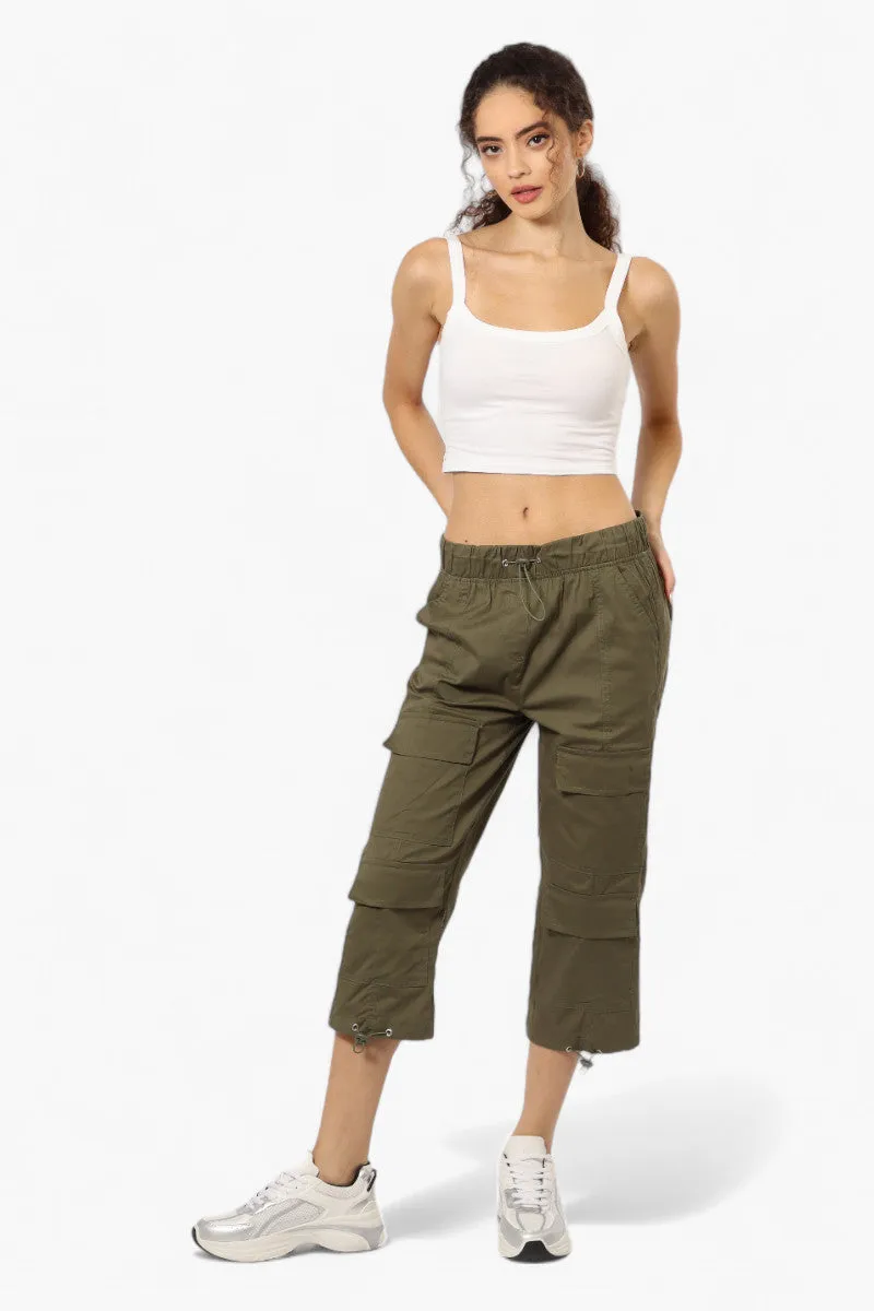 Canada Weather Gear Drawstring Cargo Capris - Olive