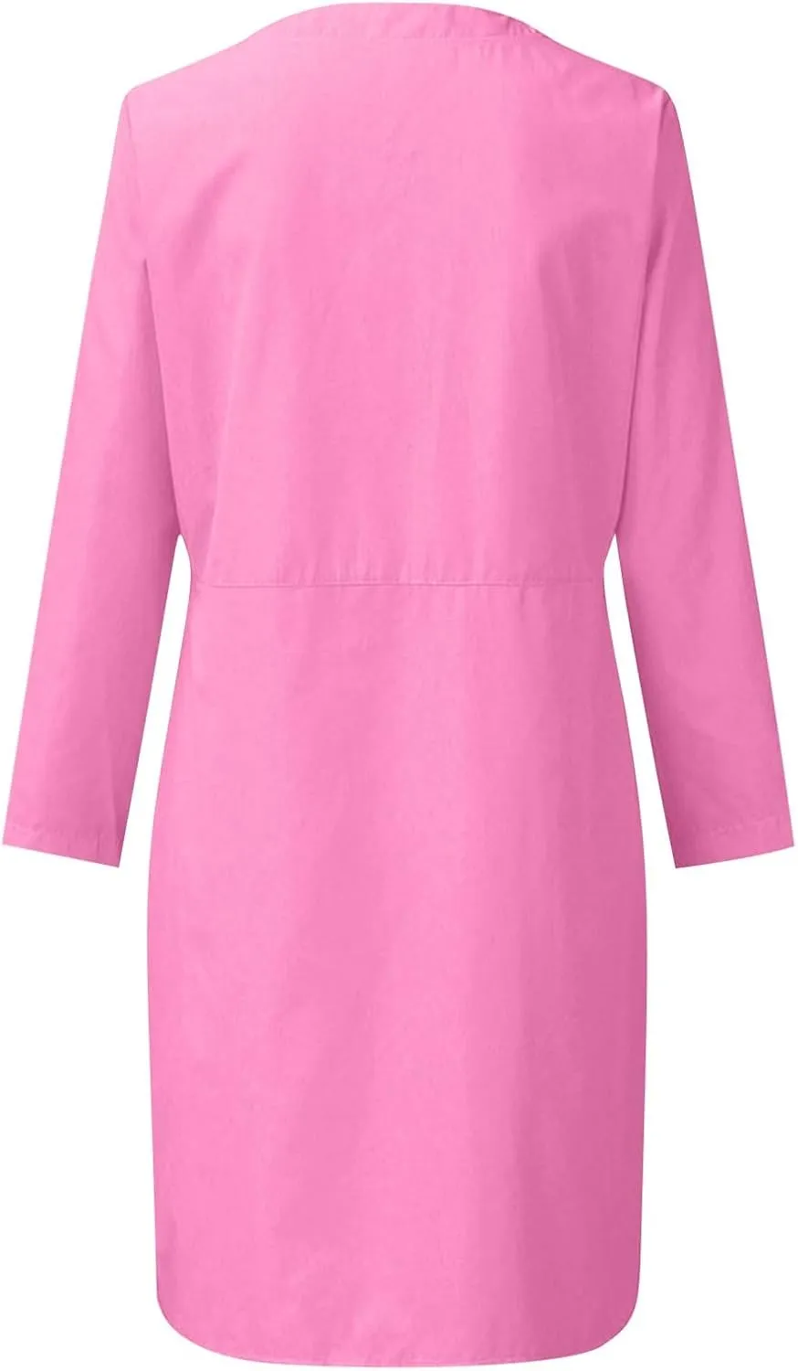 Casual Button Down Dress for Women with Pockets 3/4 Sleeve Shift Dress Shift Summer Casual Work
