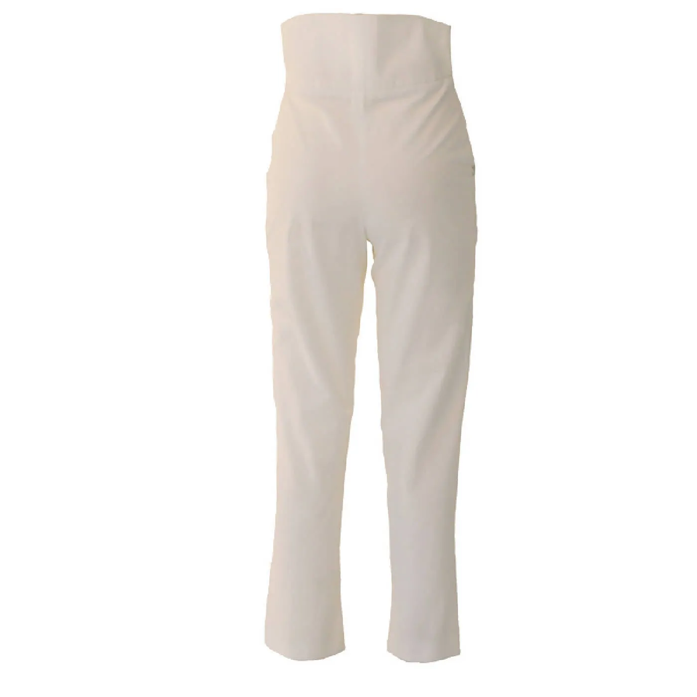 Casual Cotton High Waisted Trousers in Pure White