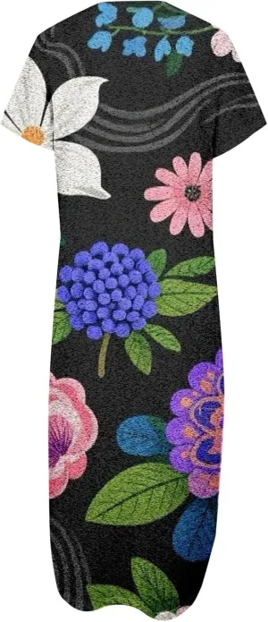 Casual Summer Dresses for Women 2025,Women's Summer Casual Maxi Floral Printed Dress V Neck Baggy Vacation Dress
