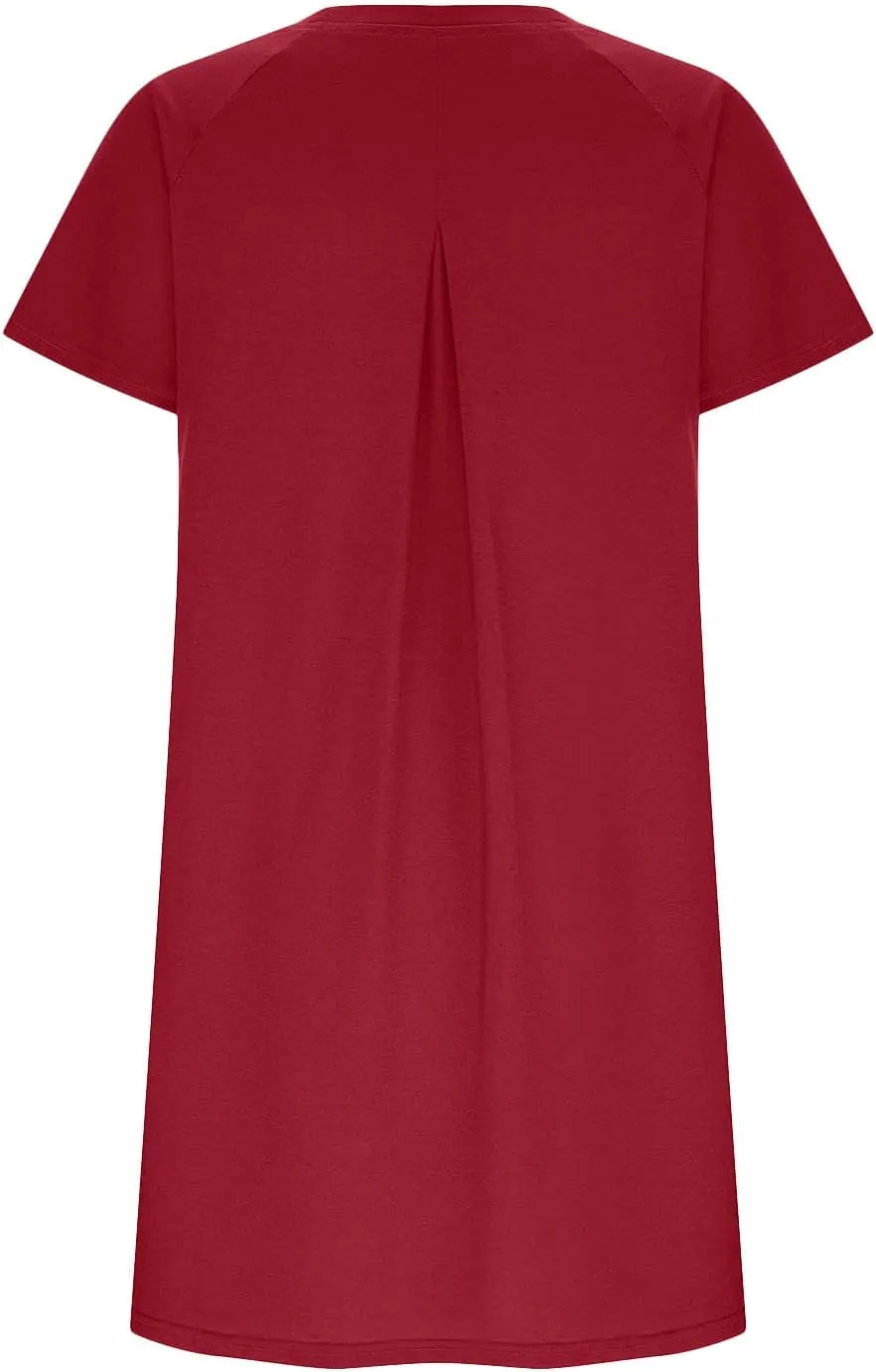 Casual T Shirt Dress for Women Flowy Tunic Dress with Pockets Short Sleeve Knee Length Summer Dresses Casual Loose Fit