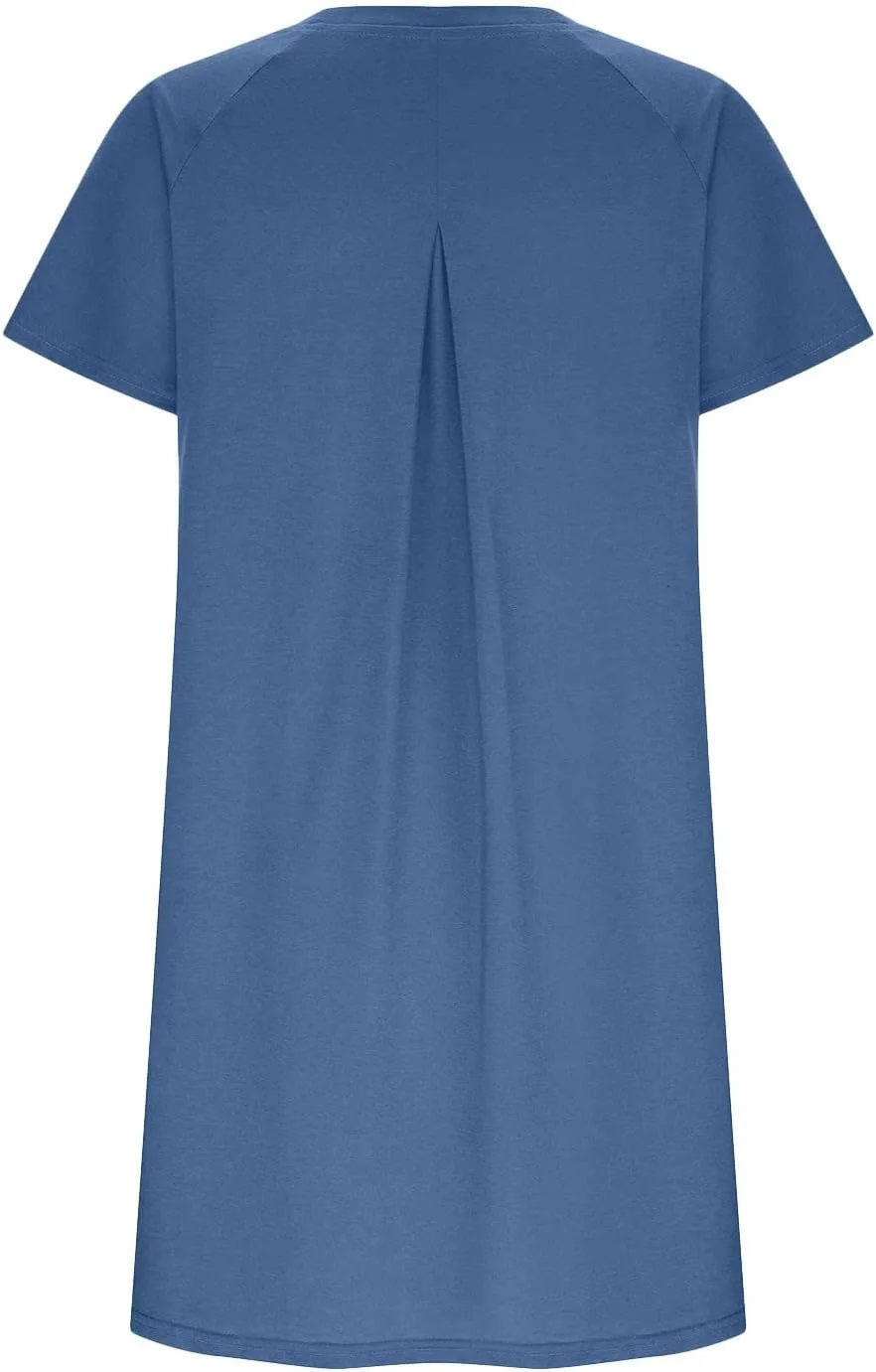 Casual T Shirt Dress for Women Flowy Tunic Dress with Pockets Short Sleeve Knee Length Summer Dresses Casual Loose Fit