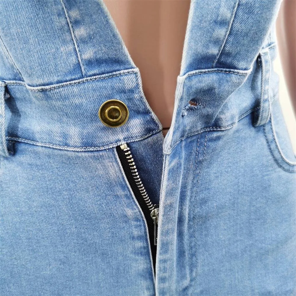 Casual Women's High Waist Trendy Denim Jumpsuit - GlamzLife