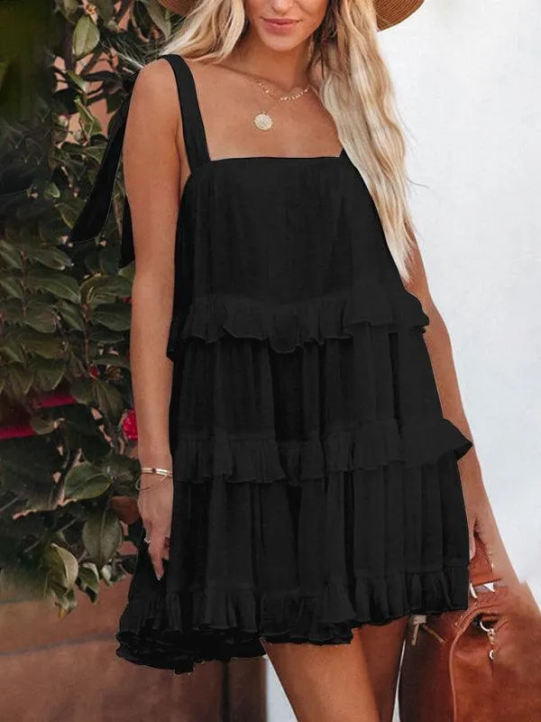 Charming Ruffled A-Line Summer Dress - Essential Addition for Women's Fashion
