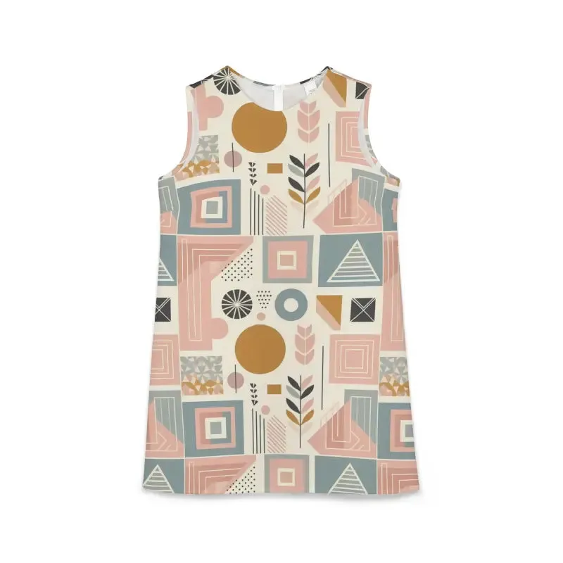 Chic Sleeveless Dress Jewel Neckline Abstract Pattern