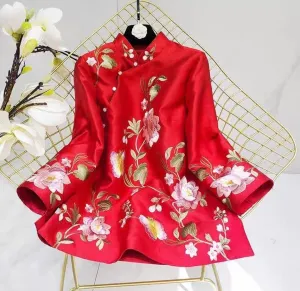 Chinese New Year Qipao CheongsamTop Embroidery Shirt/ Hanfu