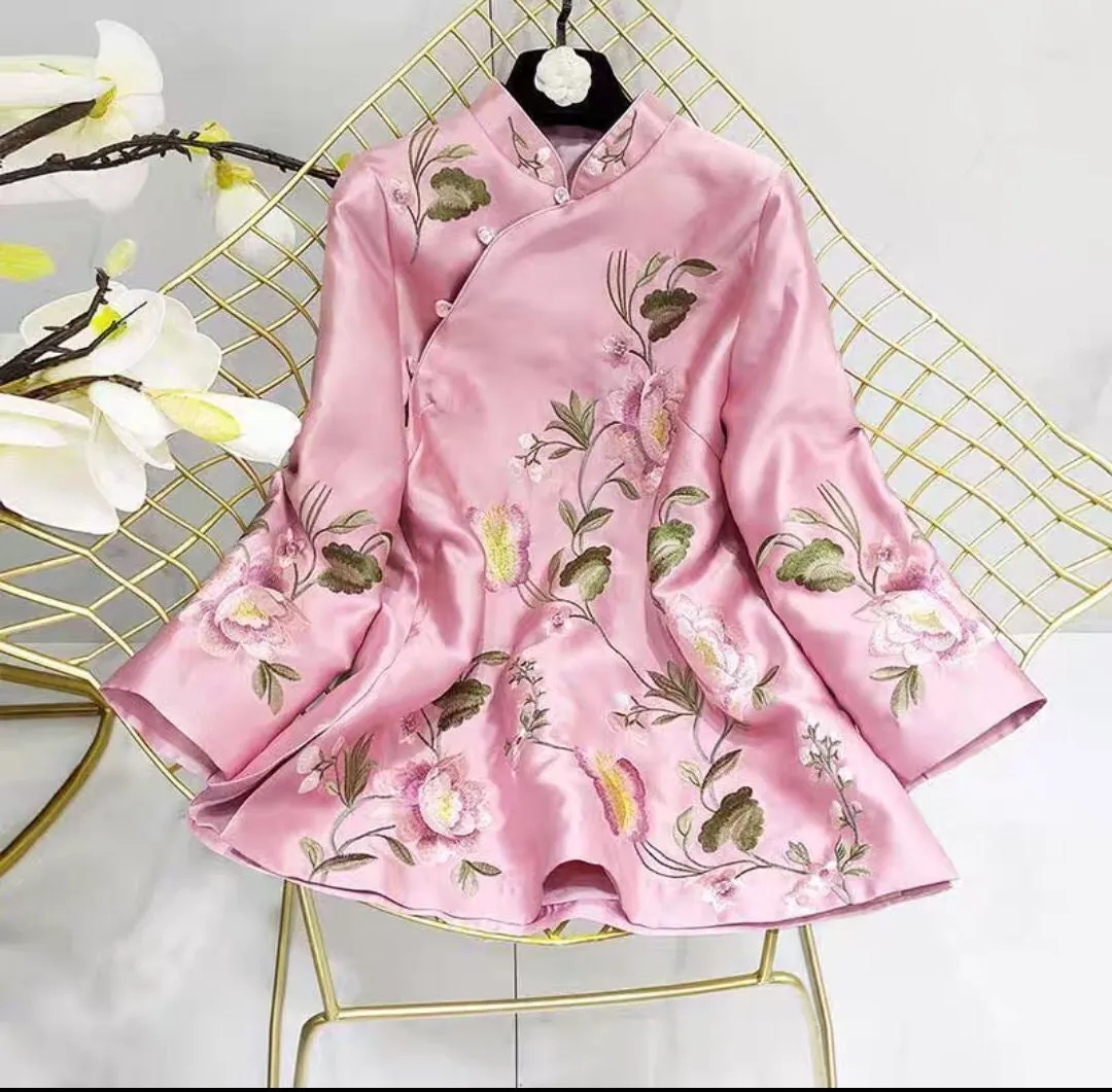 Chinese New Year Qipao CheongsamTop Embroidery Shirt/ Hanfu