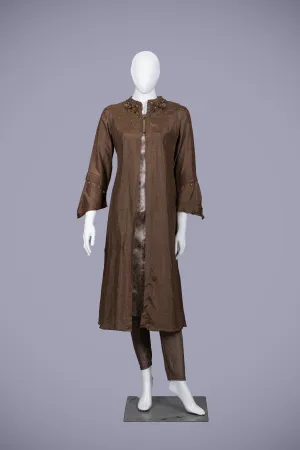 Chocolate Kurti Top with Tikki Work
