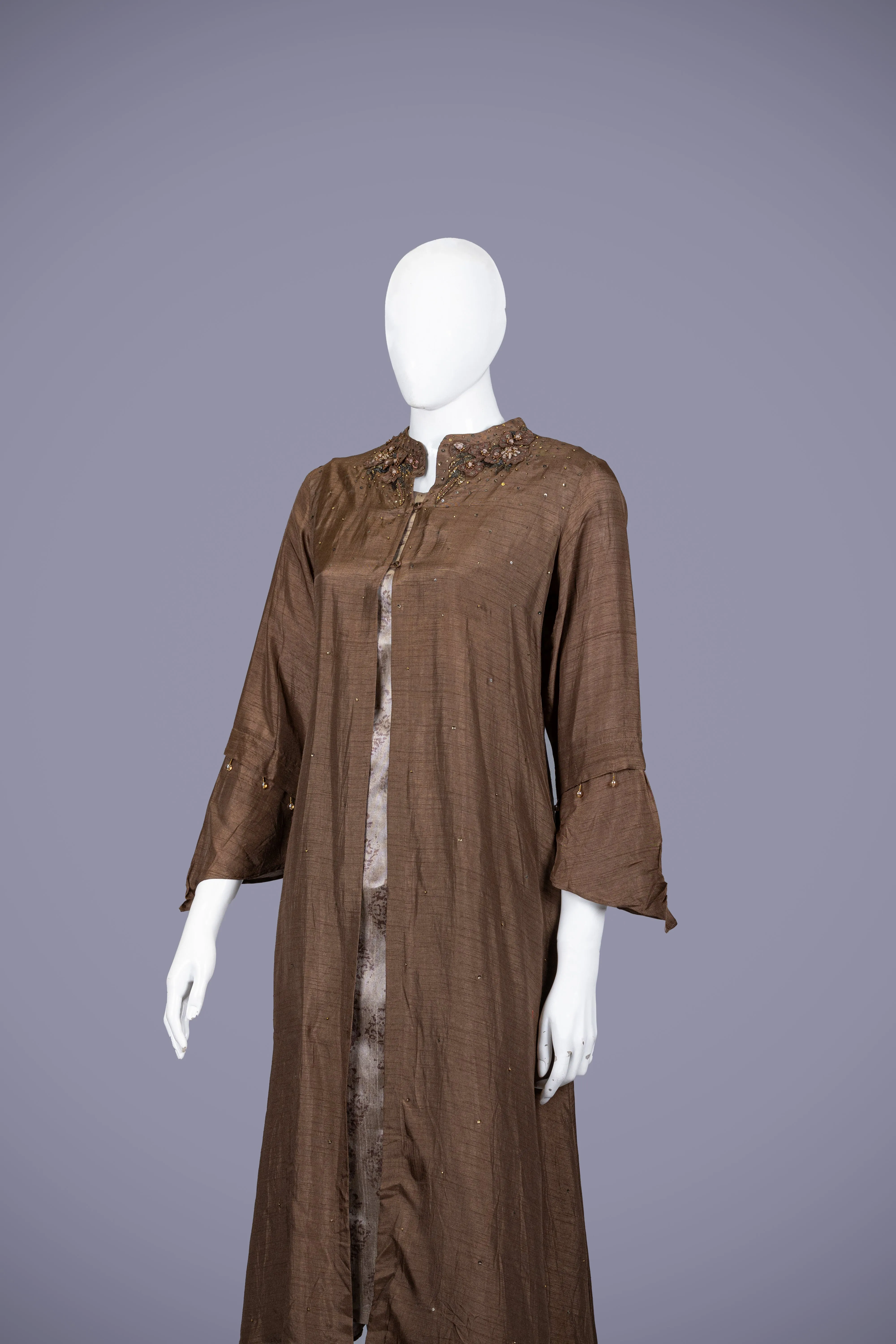 Chocolate Kurti Top with Tikki Work