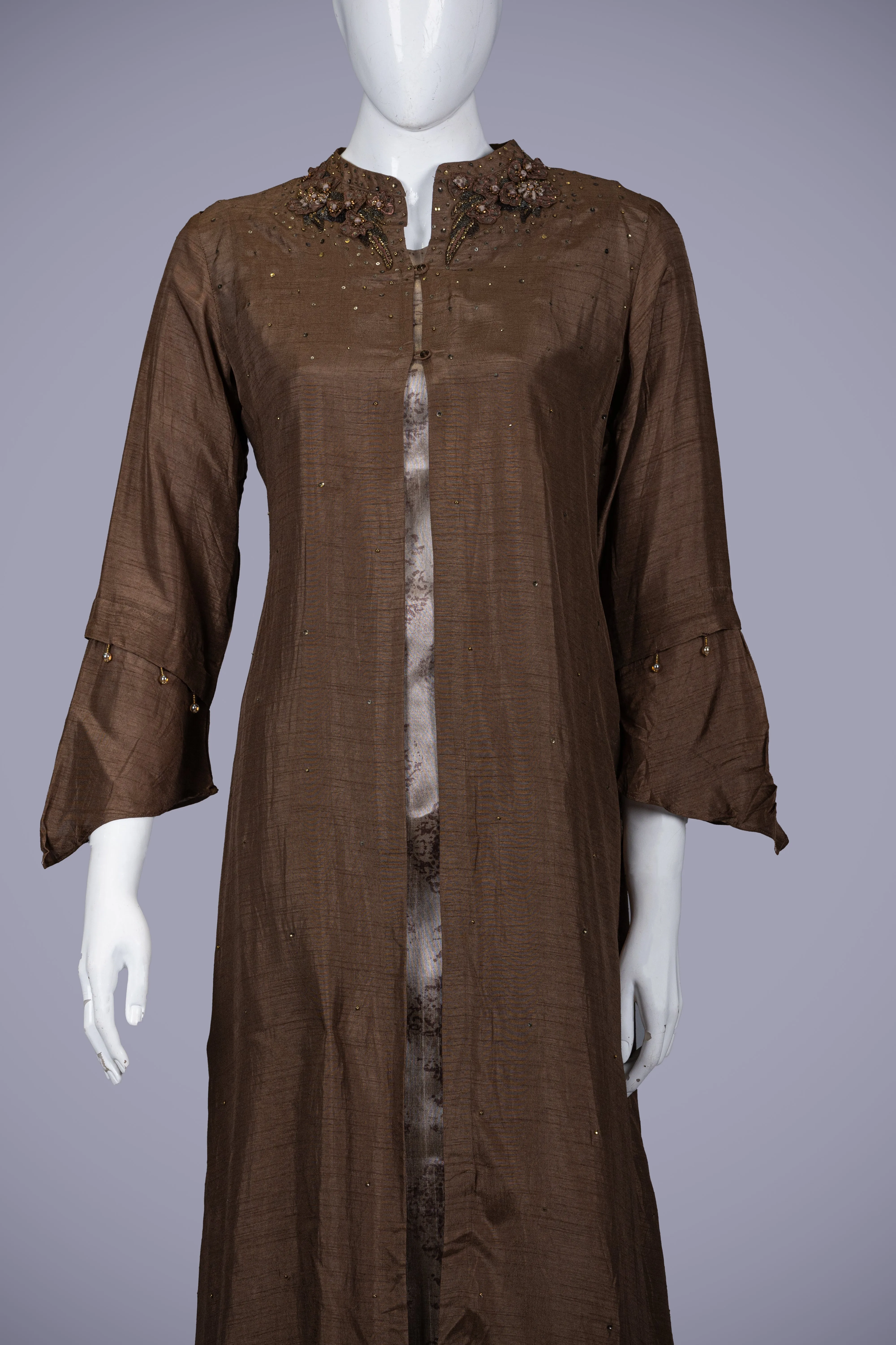 Chocolate Kurti Top with Tikki Work