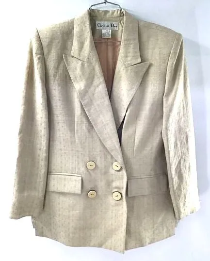 Christian Dior Women's Tan Silk Blazer - Size 6 With COA