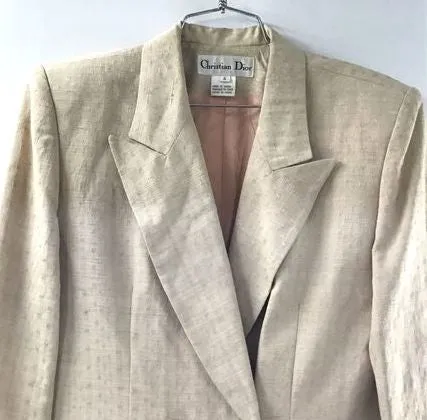 Christian Dior Women's Tan Silk Blazer - Size 6 With COA