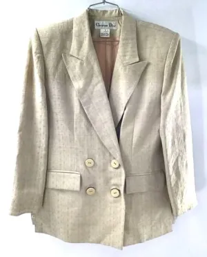 Christian Dior Women's Tan Silk Blazer - Size 6 With COA