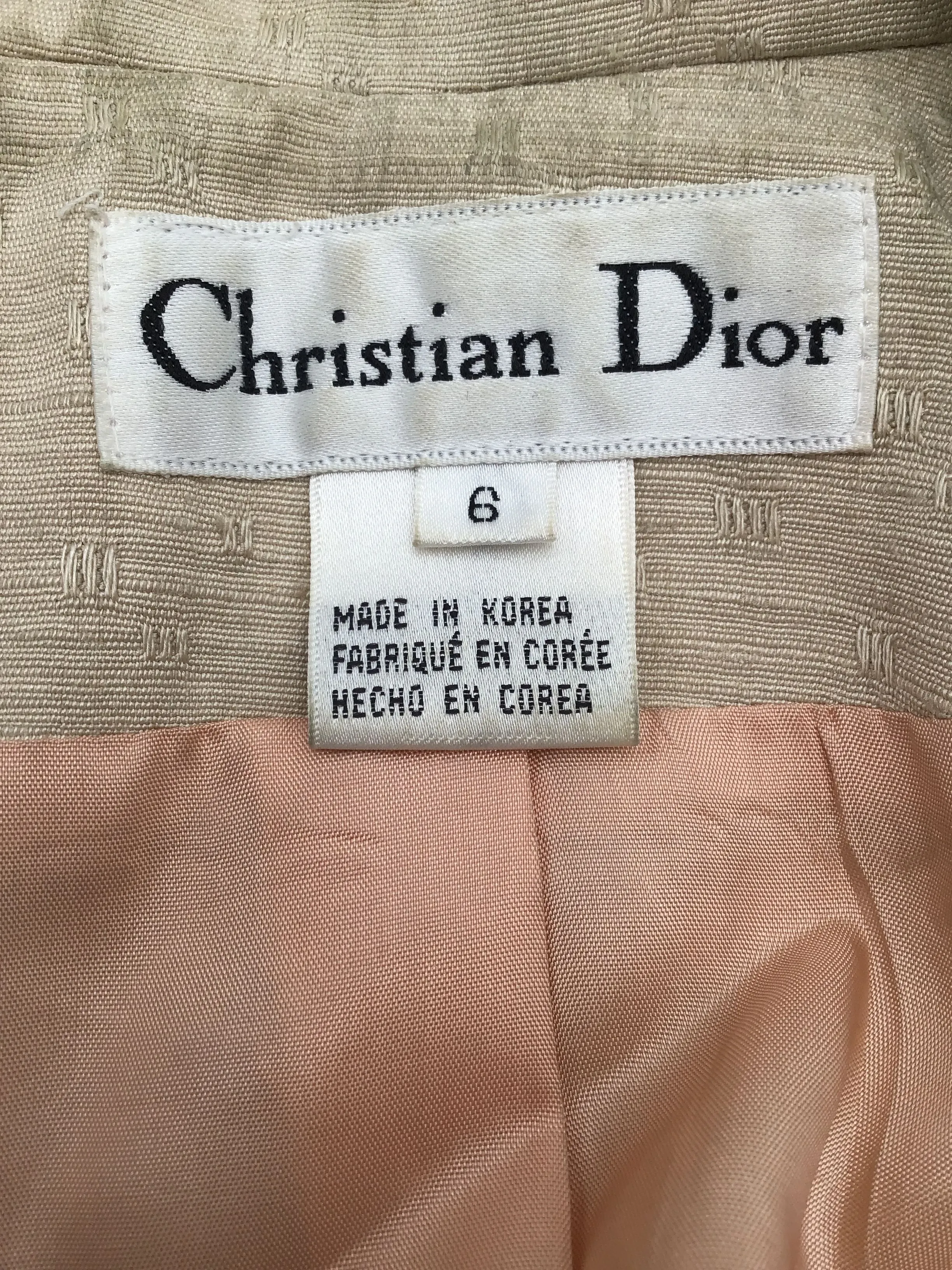Christian Dior Women's Tan Silk Blazer - Size 6 With COA
