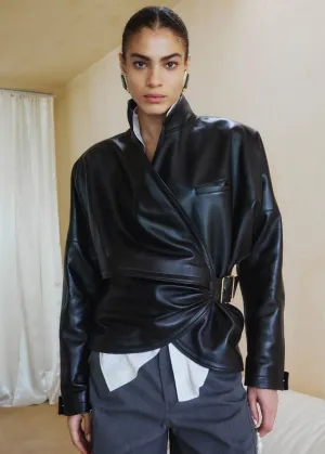 Cindy Plonge Nappa Leather Jacket / Black