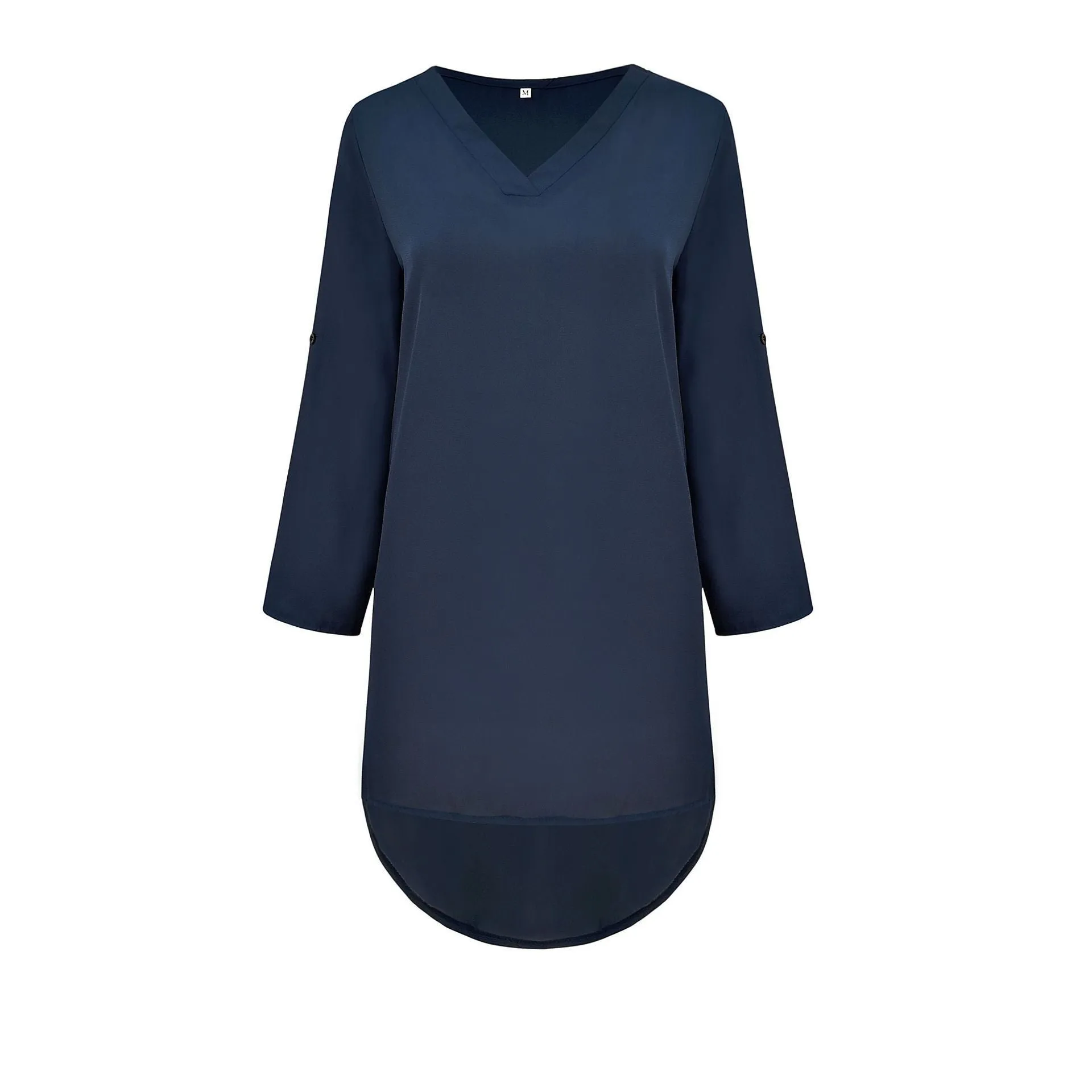 Clearance Simple Fashion Chiffon V Neck Dip Hem Short Dress