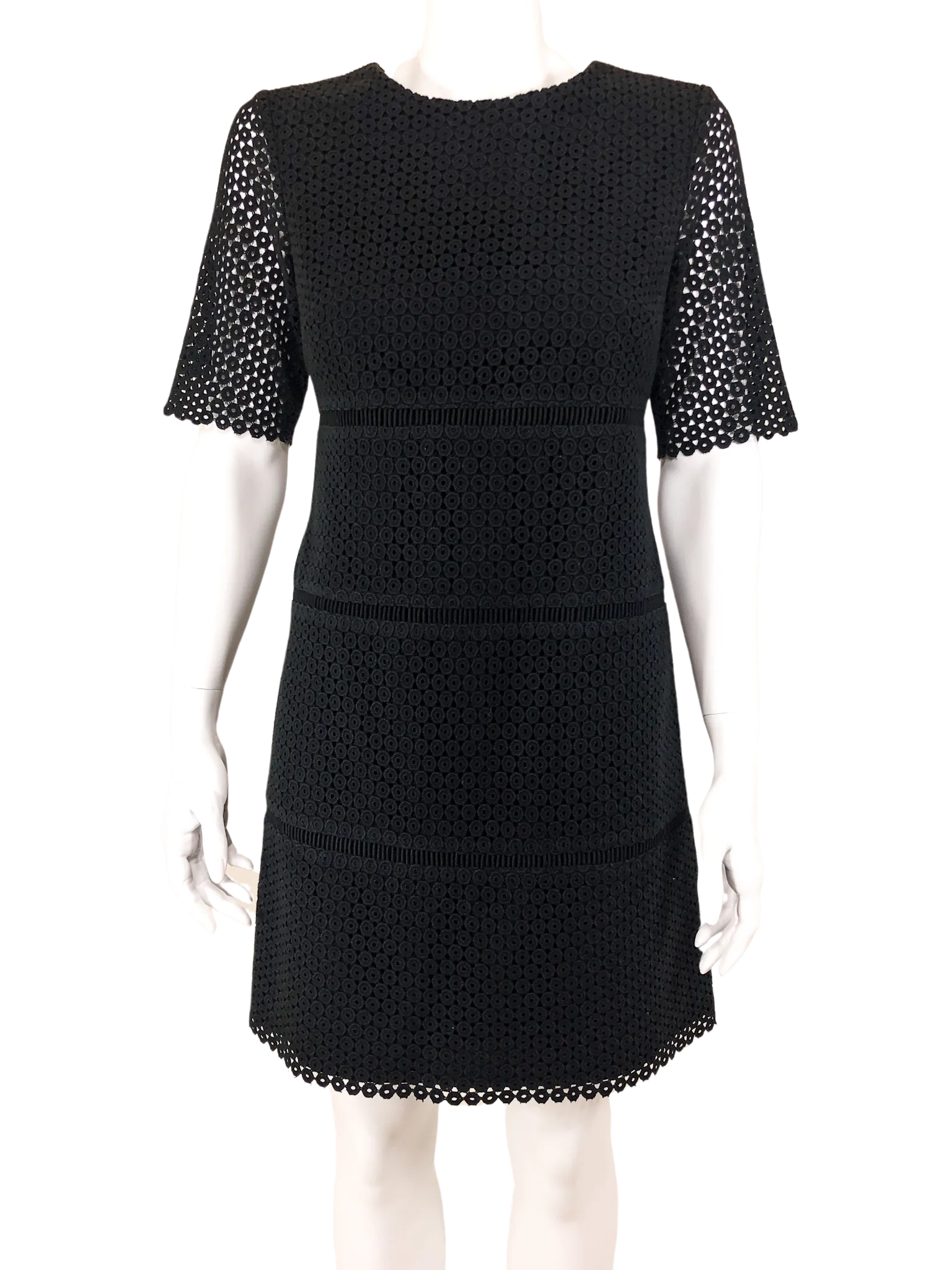 Club Monaco, Circle Eyelet Shift Dress, Black, Size 2