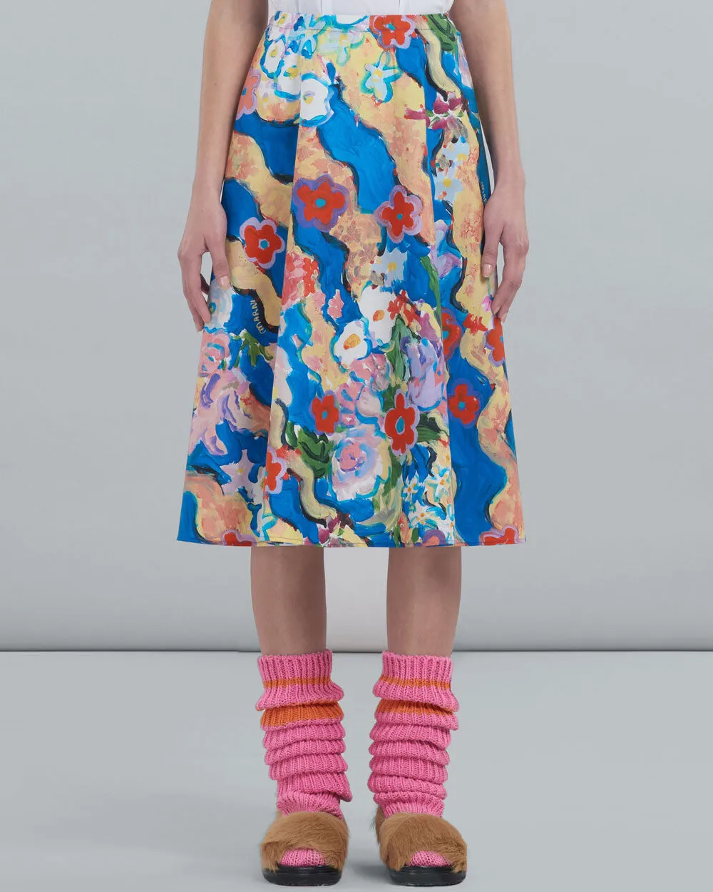 Cobalt Printed Midi Skirt