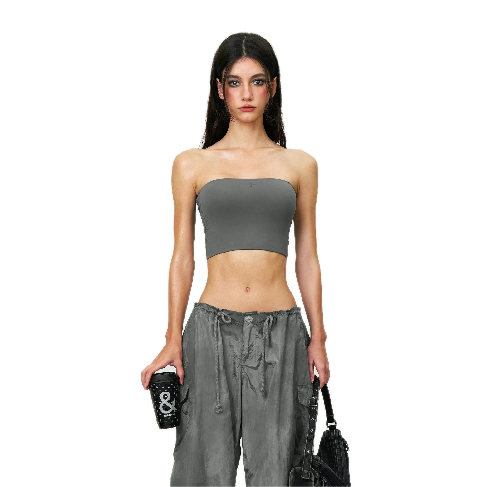 Compass Hug Skin Tube Top Dark Gray