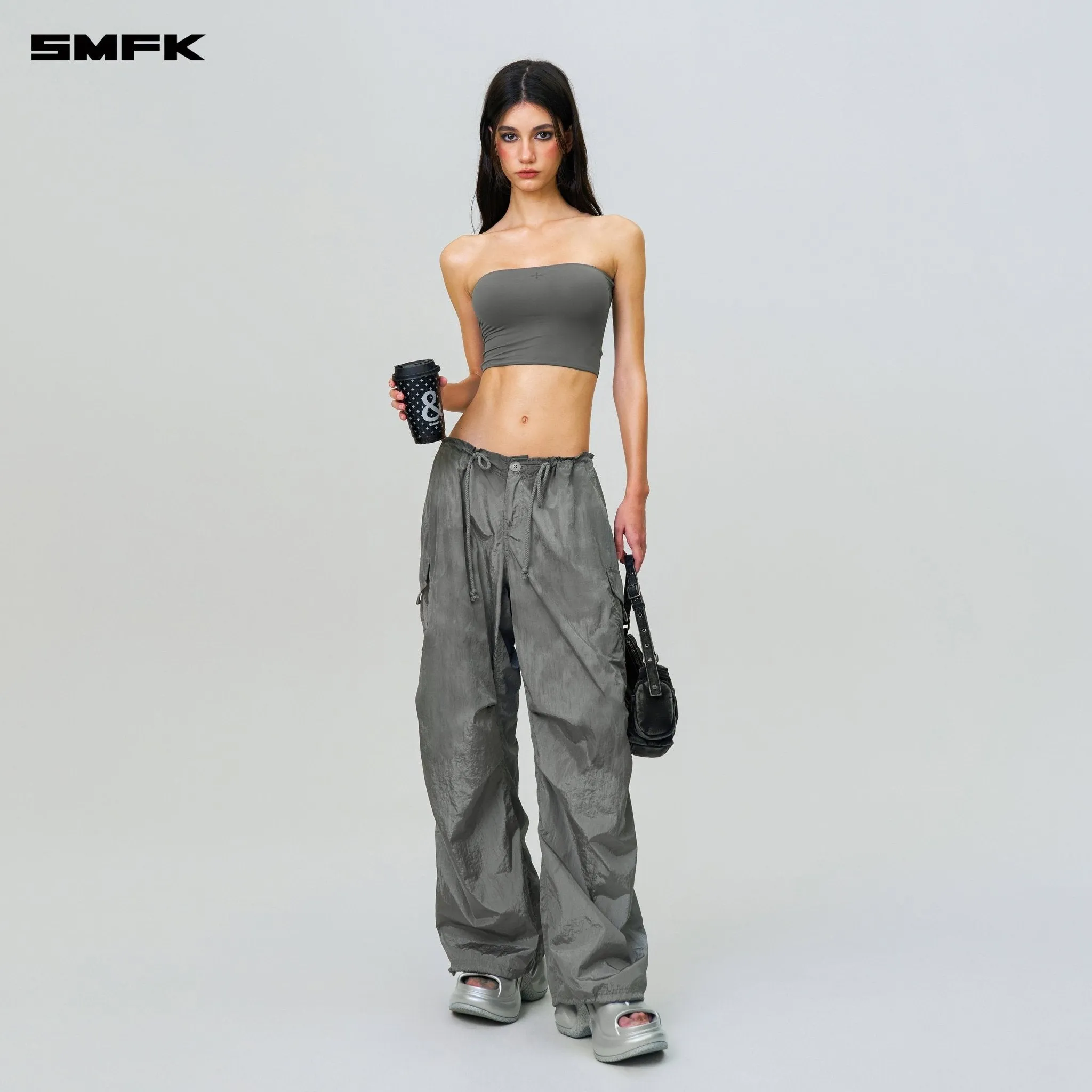 Compass Hug Skin Tube Top Dark Gray