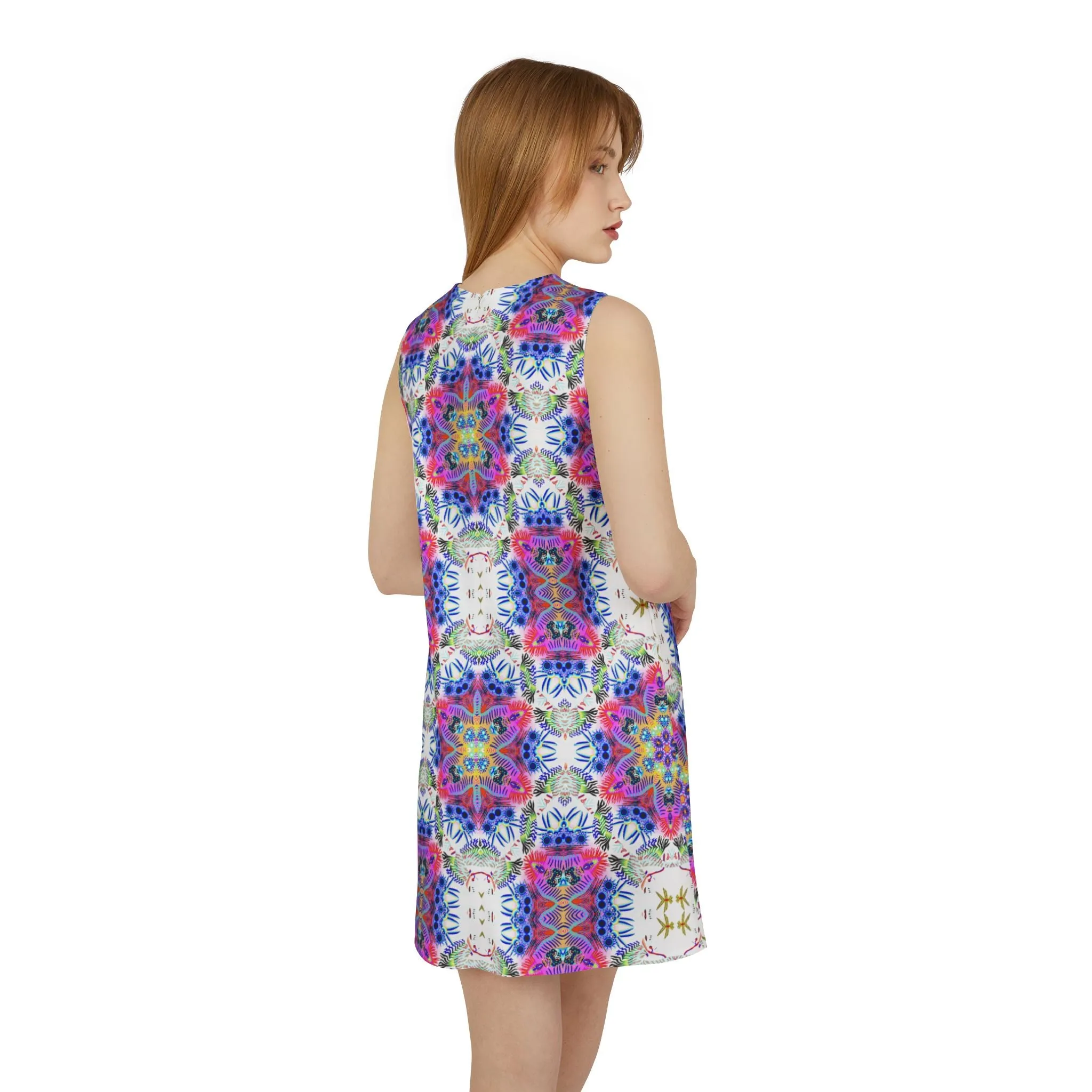 Coral Starfish Purple Pink A-line Sleeveless Dress (AOP)