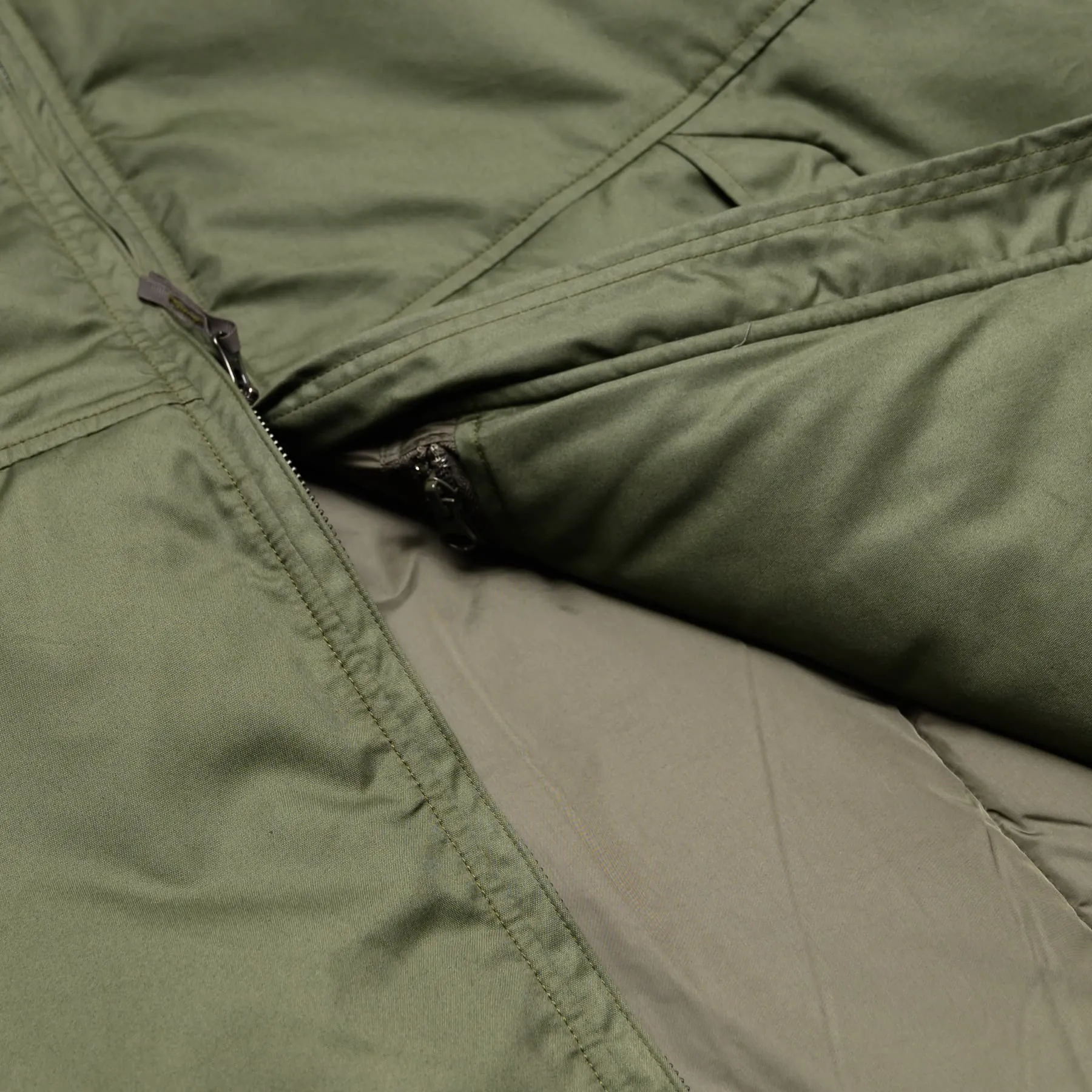 Cotton Nylon Padded Jacket - Army Green