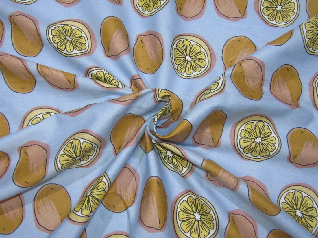 COTTON POPLIN PRINT blue 58&quot; WIDE