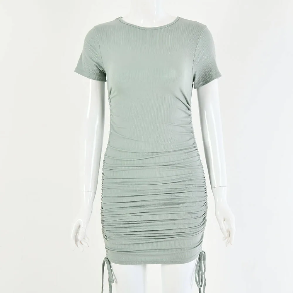 Cotton Tight Drawing Bodycon Short Dress