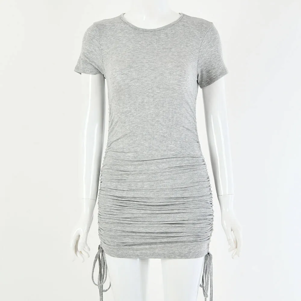 Cotton Tight Drawing Bodycon Short Dress
