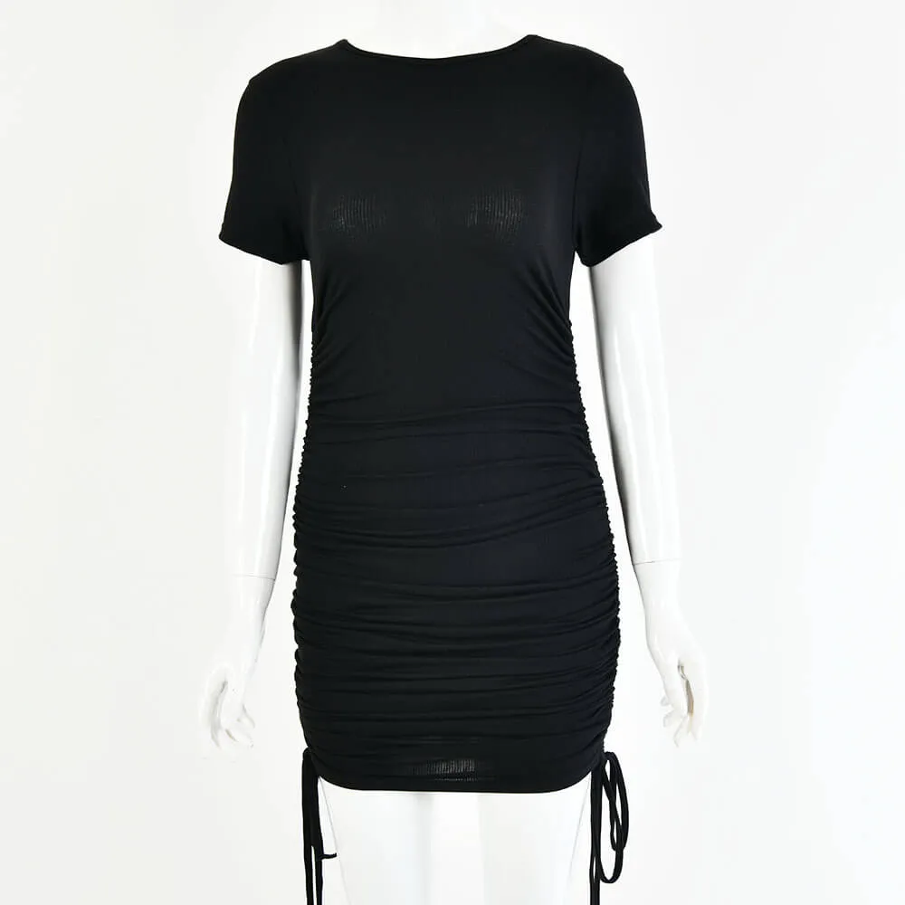 Cotton Tight Drawing Bodycon Short Dress