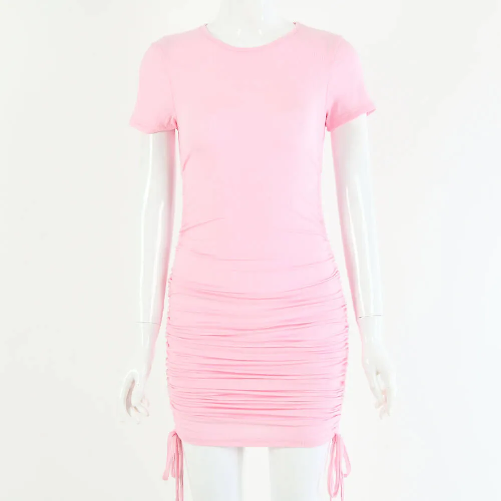 Cotton Tight Drawing Bodycon Short Dress